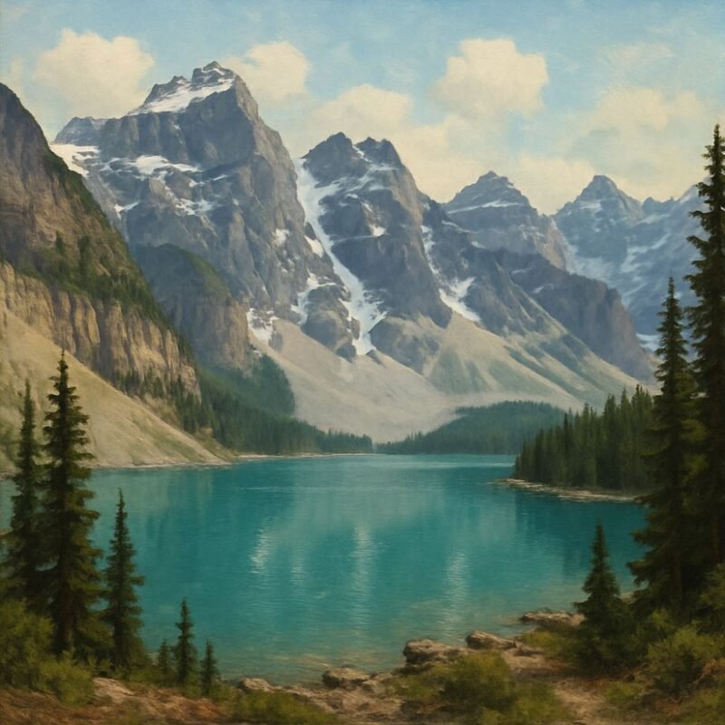 Canadian landscape with mountains and lakes