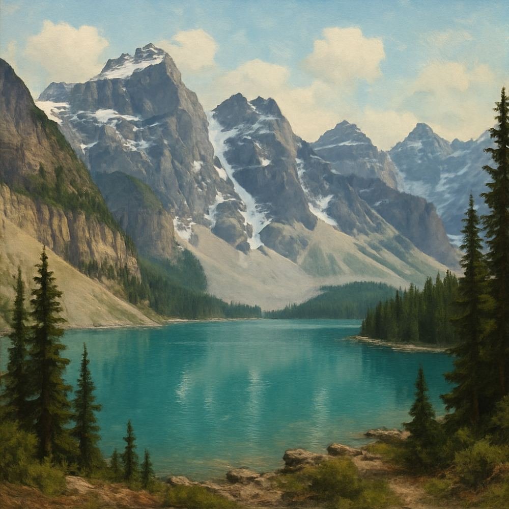 Canadian landscape with mountains and lakes