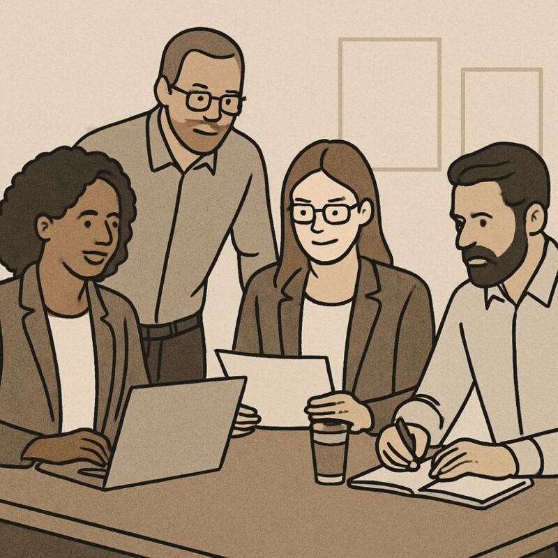 Professional self-employed individuals working together