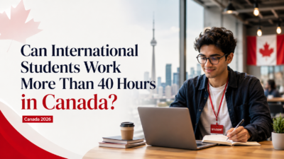 International student in Canada studying with laptop while learning work hour rules for 2026.