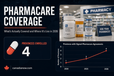 National pharmacare coverage in Canada showing 4 provinces with signed bilateral agreements for contraceptive and diabetes medication coverage in 2026