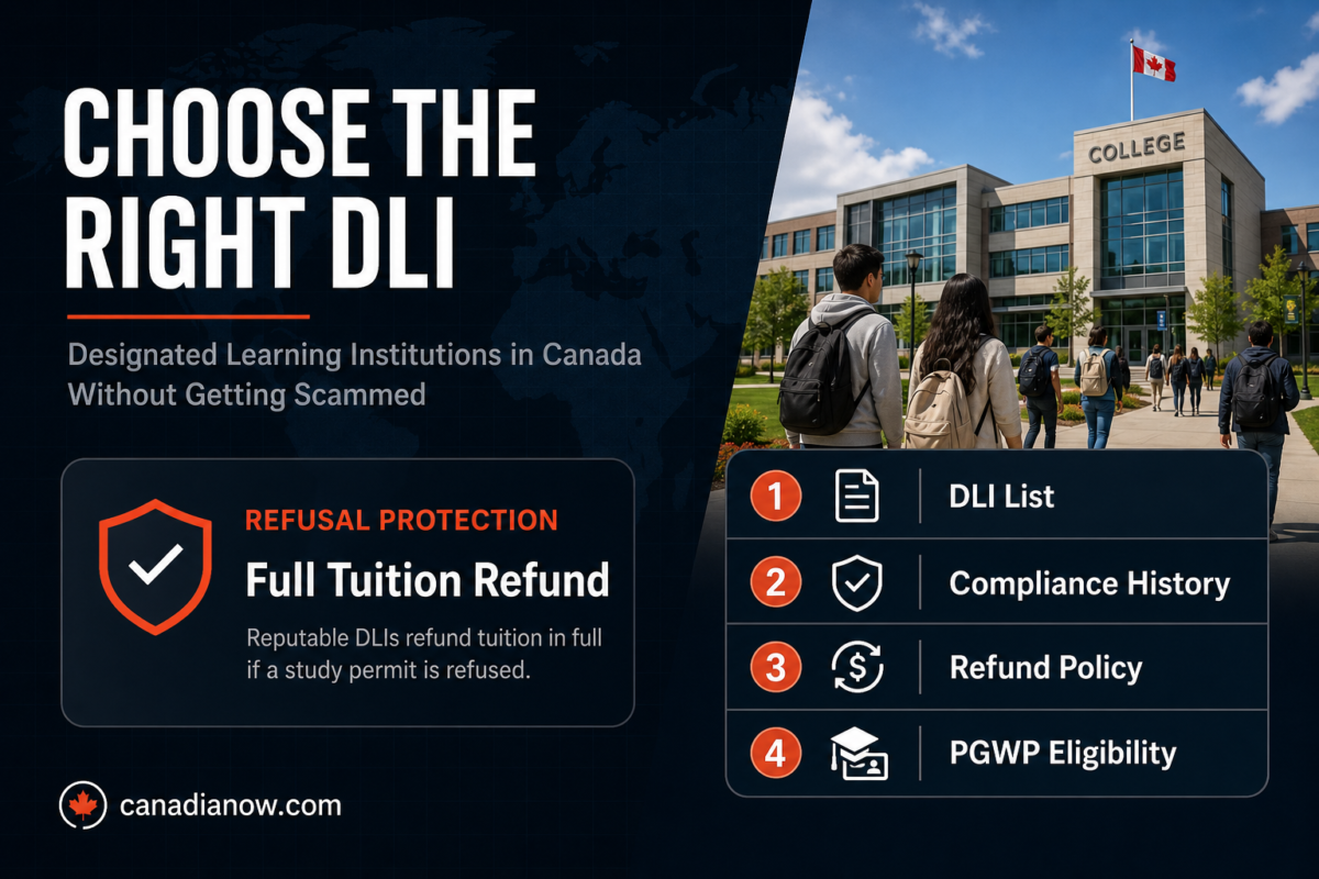 Guide to verifying a Designated Learning Institution's DLI status and tuition refund policy before paying for a Canadian study program