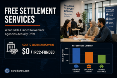 Free IRCC-funded newcomer settlement services in Canada including language classes, employment help, and settlement counselling at no cost to eligible newcomers