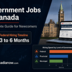 How to get a government job in Canada infographic showing a 3 to 6 month federal hiring timeline