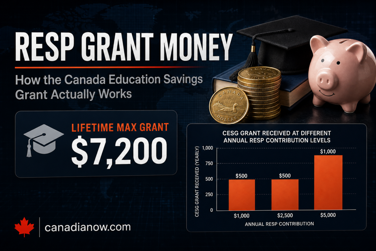 Canada Education Savings Grant lifetime maximum of $7,200 per child through an RESP for newcomer families