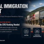 Rural Community Immigration Pilot guide showing the job offer and community recommendation pathway to Canadian permanent residence
