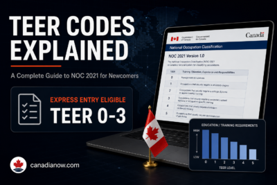 TEER 0 to TEER 5 categories under Canada's NOC 2021 system, showing which levels qualify for Express Entry