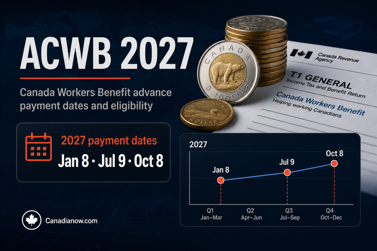 Canada Workers Benefit advance payment dates for 2027, including the January 8, July 9, and October 8 payment schedule and eligibility details.