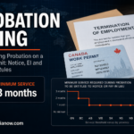 A work permit holder faces probation termination rules, notice periods, EI eligibility, and province-specific employment standards in Canada.
