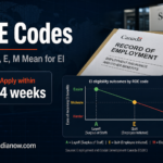 Canadian employment record codes A, E, and M explained for EI eligibility, with guidance on layoffs, quitting, and dismissal reasons.